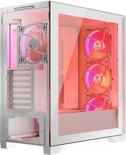 Modecom Volcano Expanse T Apex ARGB Gaming Midi Tower Κουτί Υπολογιστή με Πλαϊνό Παράθυρο Λευκό