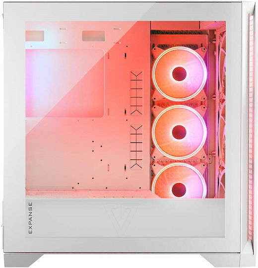 Modecom Volcano Expanse T Apex ARGB Gaming Midi Tower Κουτί Υπολογιστή με Πλαϊνό Παράθυρο Λευκό