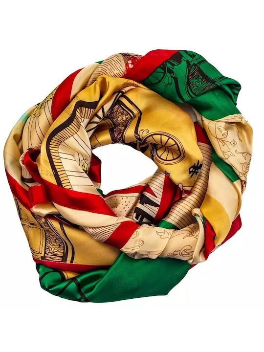 Silk scarf with retro carriages