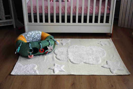 Baby Bliss Детско килимче Звезди Памучно Бял 100x140см
