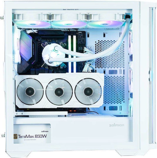 Zalman Z10 DUO Gaming Midi Tower Κουτί Υπολογιστή με Πλαϊνό Παράθυρο και RGB Φωτισμό Λευκό
