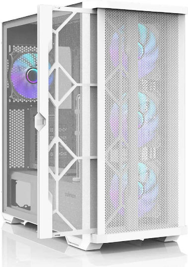 Zalman Z10 DUO Gaming Midi Tower Κουτί Υπολογιστή με Πλαϊνό Παράθυρο και RGB Φωτισμό Λευκό