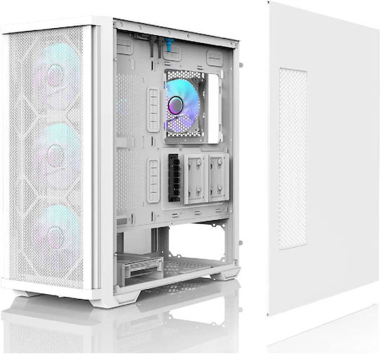 Zalman Z10 DUO Gaming Midi Tower Κουτί Υπολογιστή με Πλαϊνό Παράθυρο και RGB Φωτισμό Λευκό
