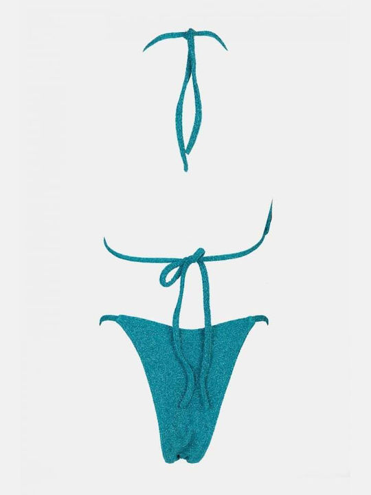 Lurex Triangle Bikini Set - Blue
