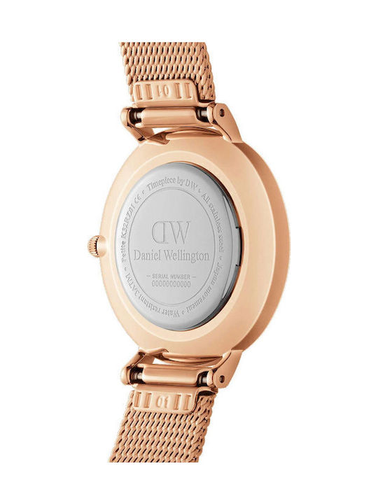 Daniel Wellington Petite Womens Watch 28mm Battery with Pink Gold Stainless Steel Bracelet