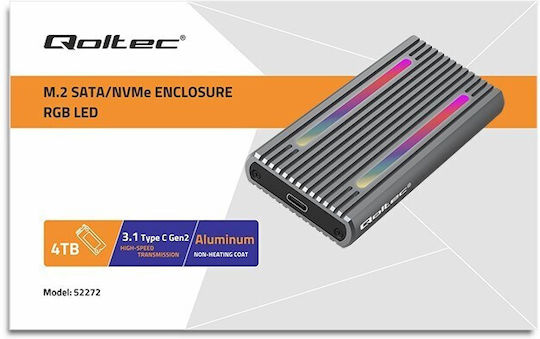 Qoltec Case for Hard Drive M.2 PCI Express / SATA III with Connection Type-C Gray