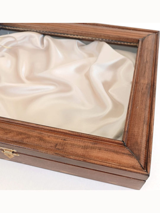 Korres Craft Tabletop Rectangle Wedding Crown Case Wooden Ecru 26.5x33cm