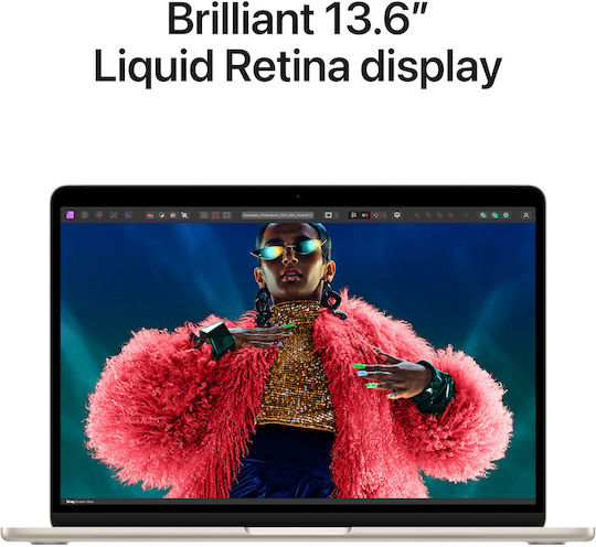 Apple MacBook Air 13" (2024) 13.6" Retina Display (M3-8-Core/8GB/256GB SSD/8-Core GPU) με Φορτιστή 30W Starlight (International English Keyboard)