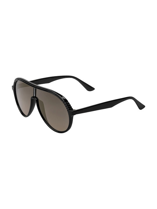 Lecce Men's Sunglasses with Black Plastic Frame and Brown Gradient Mirror Lens