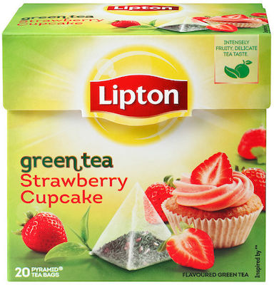 Lipton Τσάι Πράσινο Φράουλα Cupcake Lipton (20 πυραμίδες x 1,4 g)