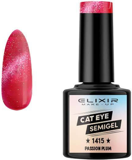 Elixir Cat Eye Effect Semigel Ημιμόνιμο Βερνίκι Νυχιών 1415 Passion Plum Μεταλλικό Κόκκινο Κεραμιδί 8ml