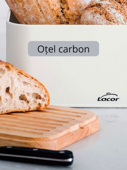 Lacor Ψωμιέρα με Καπάκι Inox Λευκή 30x18x12.5cm