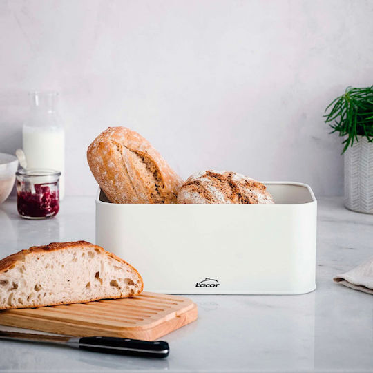 Lacor Bread Box with Lid Inox White 42x22.5x12.5cm