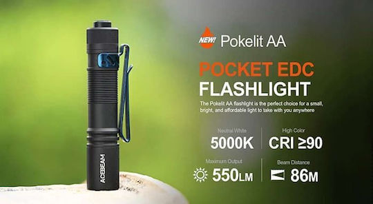 Acebeam Επαναφορτιζόμενος Φακός LED IP68 με Μέγιστη Φωτεινότητα 550lm Pokelit