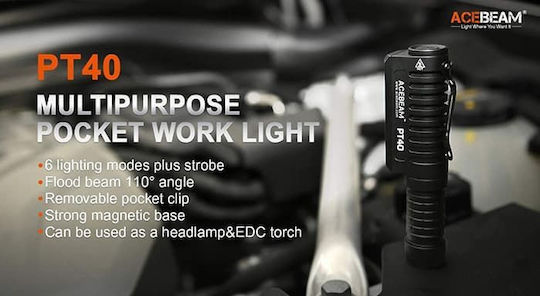 Acebeam Επαναφορτιζόμενος Φακός Κεφαλής LED IP68 με Μέγιστη Φωτεινότητα 3000lm