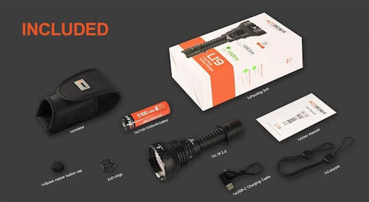 Acebeam Wiederaufladbar Taschenlampe LED IP68 mit maximaler Helligkeit 1650lm Schwarz
