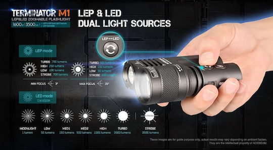 Acebeam Lumină de lucru și de sit, cu baterie Lanternă LED cu Luminozitate Maximă 3500lm Gri