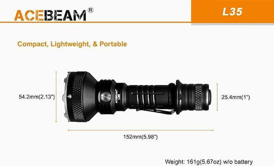 Acebeam Wiederaufladbar Taschenlampe LED mit maximaler Helligkeit 5000lm Schwarz