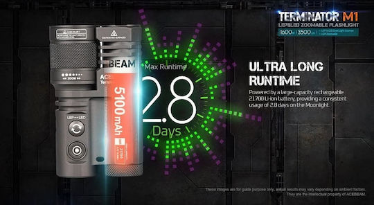 Acebeam Lumină de lucru și de sit, cu baterie Lanternă LED cu Luminozitate Maximă 3500lm Gri