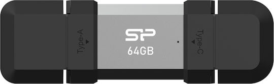 Silicon Power C51 64GB USB 3.2 Stick with connection USB-A & USB-C Silver