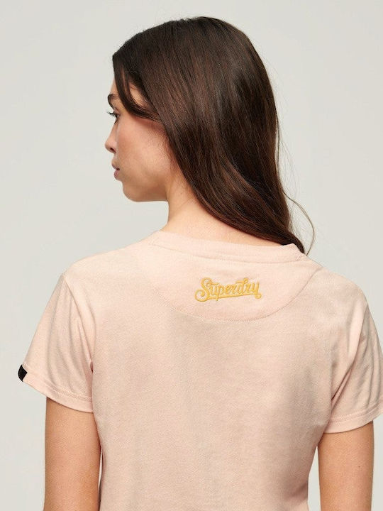 Superdry D3 Ovin Damen T-shirt Peach Whip Pink