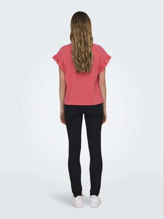 Damen Bluse Baumwolle Kurzärmelig Coral