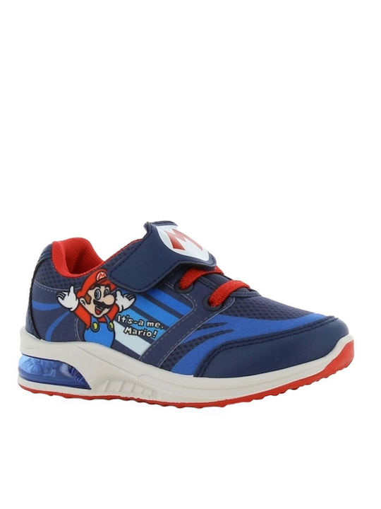 Super Mario Παιδικά Sneakers Ανατομικά με Φωτάκια Μπλε