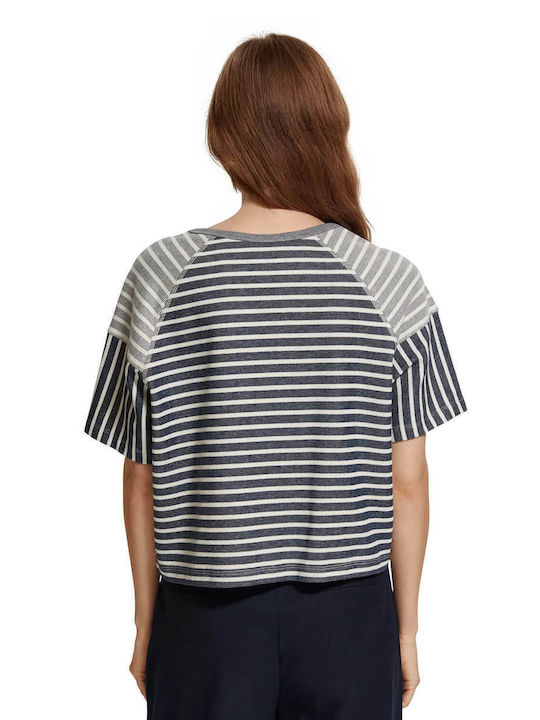 Lace Up Boxy Women's Blouse Short Sleeve White