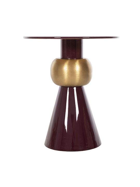 Round Side Coffee Table Patna Metal Bordeaux-Gold W46xL46xH51.5cm