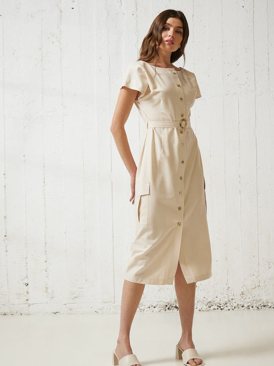 Enzzo Midi Shirt Dress Dress vanilla