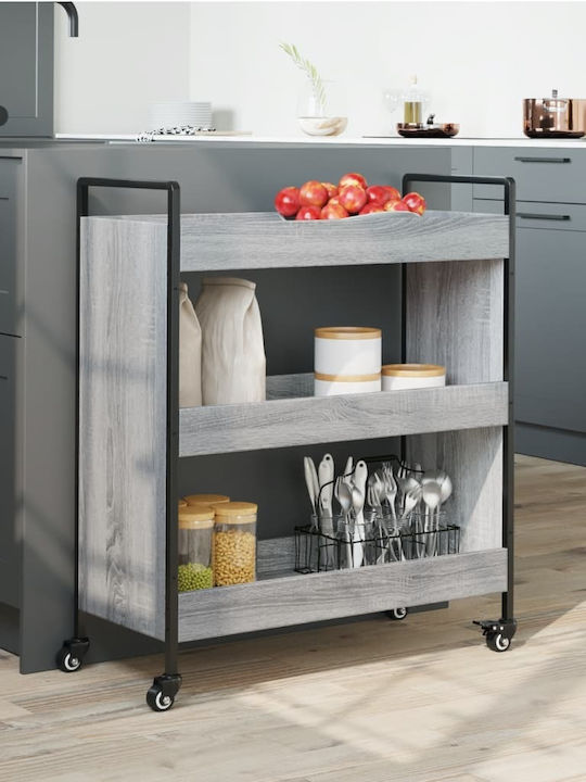 vidaXL vidaXL Küchenregal Hölzernes 3 Ebenen Grau 70x30x82cm