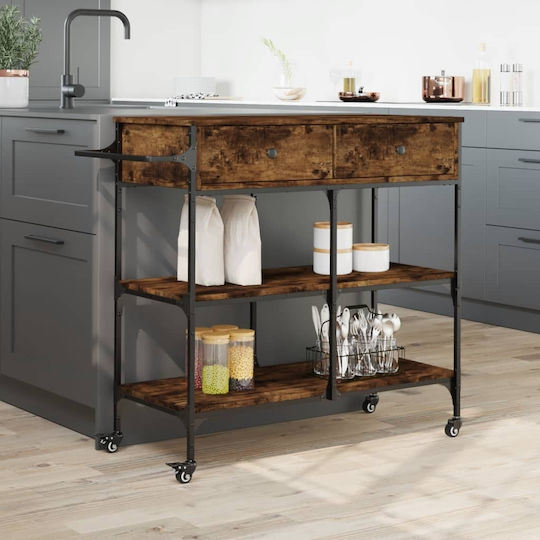 vidaXL Wooden Kitchen Rack 4 Tiers Brown 105x42x95cm