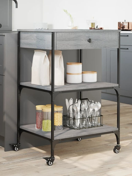 vidaXL Wooden Kitchen Rack 4 Tiers Gray 60x48x89.5cm