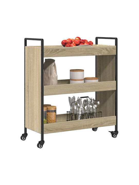 vidaXL Ραφιέρα Κουζίνας Ξύλινη 3 Θέσεων Καφέ 70x30x82cm