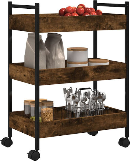 vidaXL Ραφιέρα Κουζίνας Ξύλινη 3 Θέσεων Καφέ 50x30x70cm