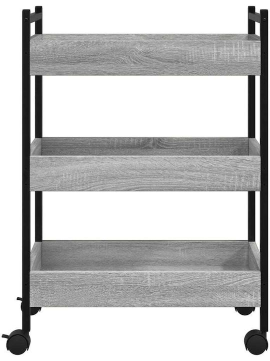 vidaXL Ραφιέρα Κουζίνας Ξύλινη 3 Θέσεων Γκρι 50x30x70cm