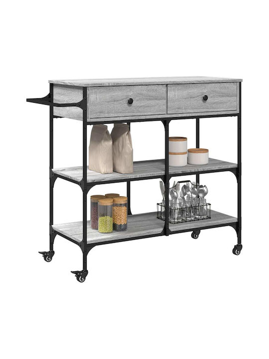vidaXL Wooden Kitchen Rack 4 Tiers Gray 105x42x95cm