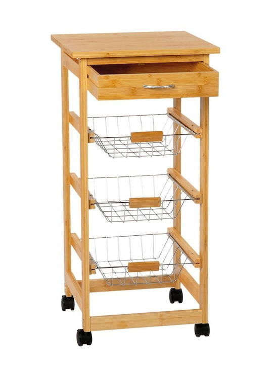 Andrea House Kitchen Rack Made of Stainless Steel 3 Tiers Brown 37x37x77cm
