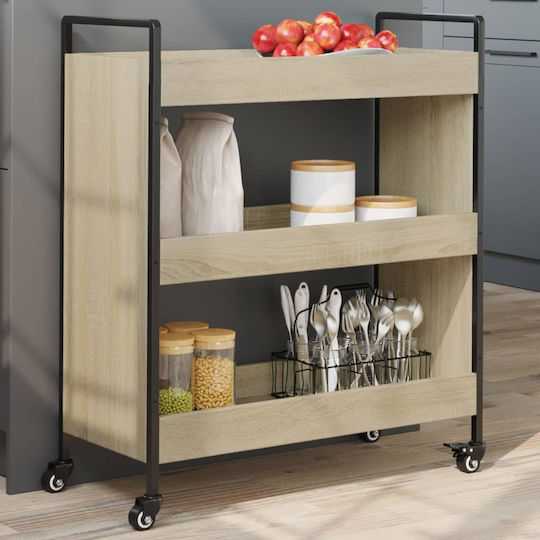 vidaXL vidaXL Küchenregal Hölzernes 3 Ebenen Braun 70x30x82cm