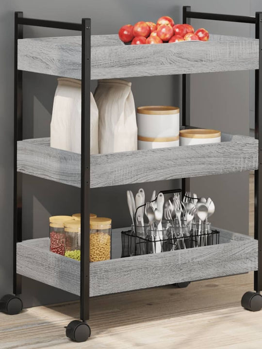 vidaXL Ραφιέρα Κουζίνας Ξύλινη 3 Θέσεων Γκρι 50x30x70cm