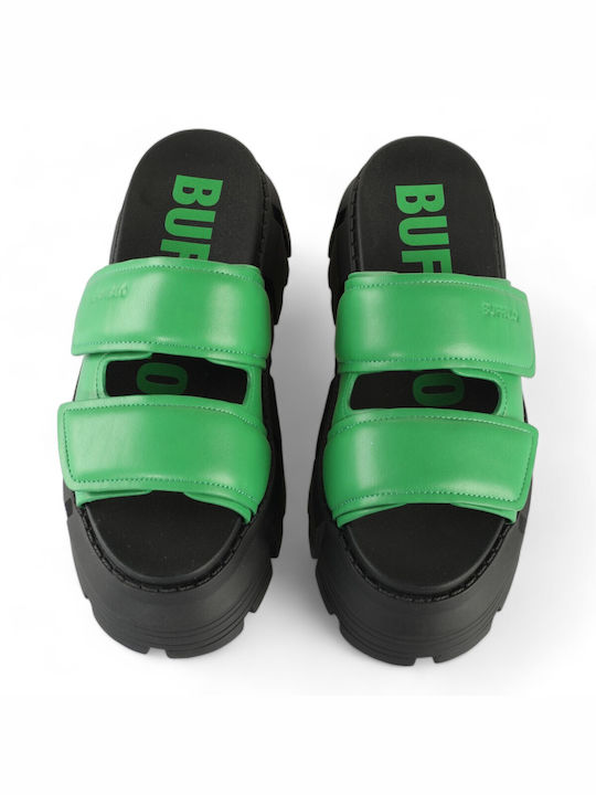 Buffalo Piele Sandale dama Pantofi cu platformă în Verde Culoare