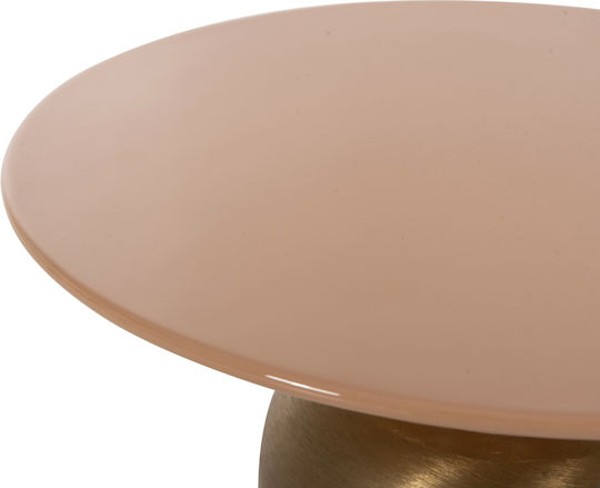 Masă Laterală Rotundă Metalică Roz Somon / Auriu L40,5xL40,5xÎ43cm