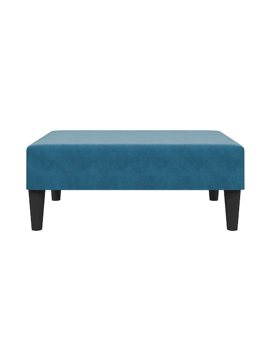 Velvet Upholstered Blue Footstool 77x55x31cm