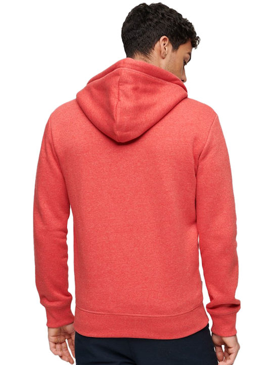 Superdry 'essential' Ανδρικό Φούτερ με Κουκούλα Hibiscus Red Marl