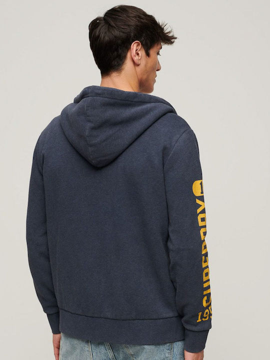 Superdry Men's Sweatshirt Jacket with Hood and Pockets Blue