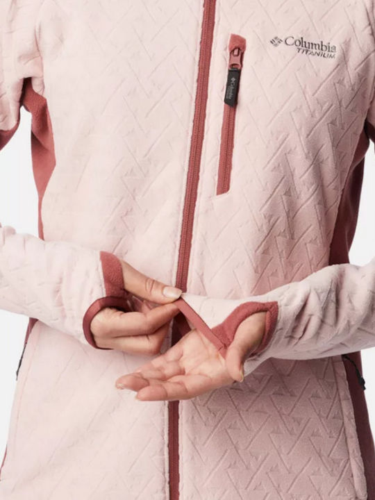 Full Women's Cardigan with Zipper Dusty Pink