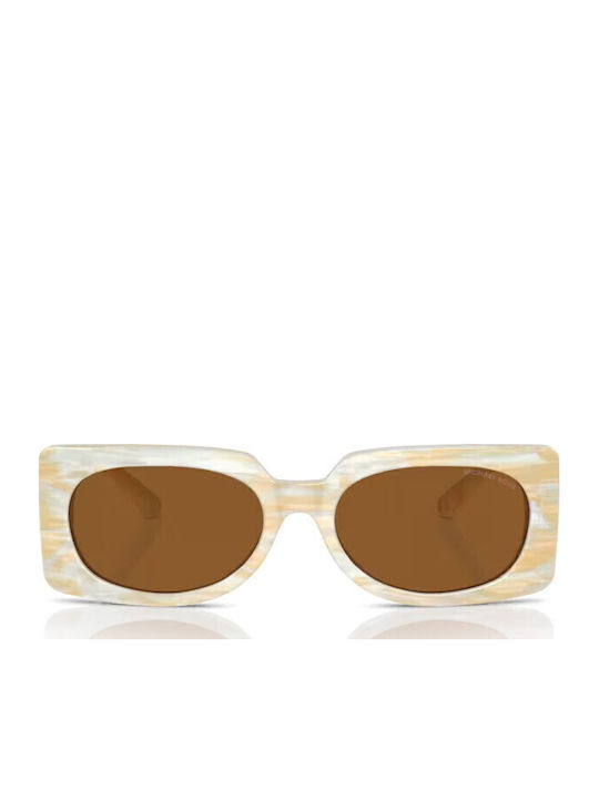 Michael Kors Women's Sunglasses with Beige Plastic Frame and Brown Lens