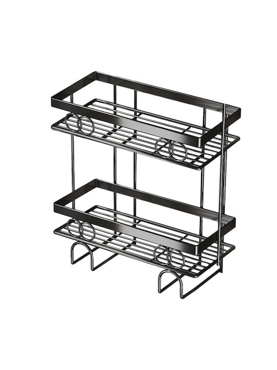 Quasar Badewannenregal Metallisch mit 2 Regalböden 37x15x34cm Schwarz