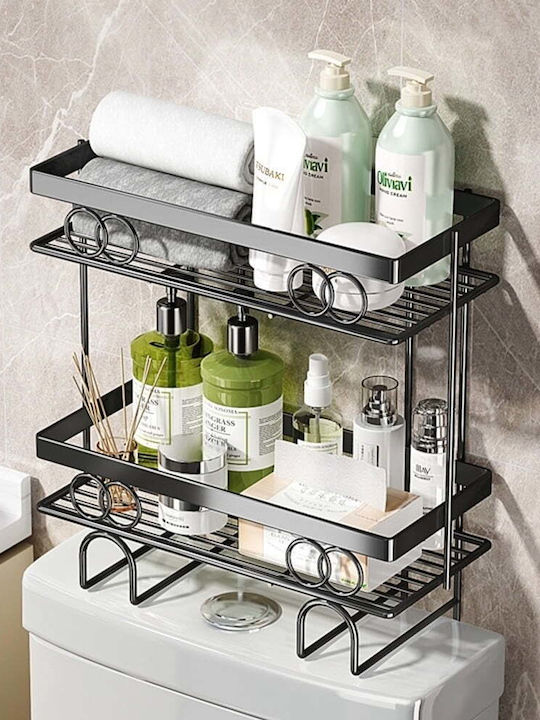 Quasar Badewannenregal Metallisch mit 2 Regalböden 37x15x34cm Schwarz