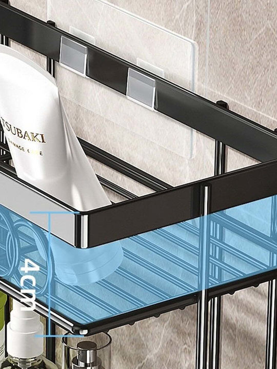 Quasar Badewannenregal Metallisch mit 2 Regalböden 37x15x34cm Schwarz